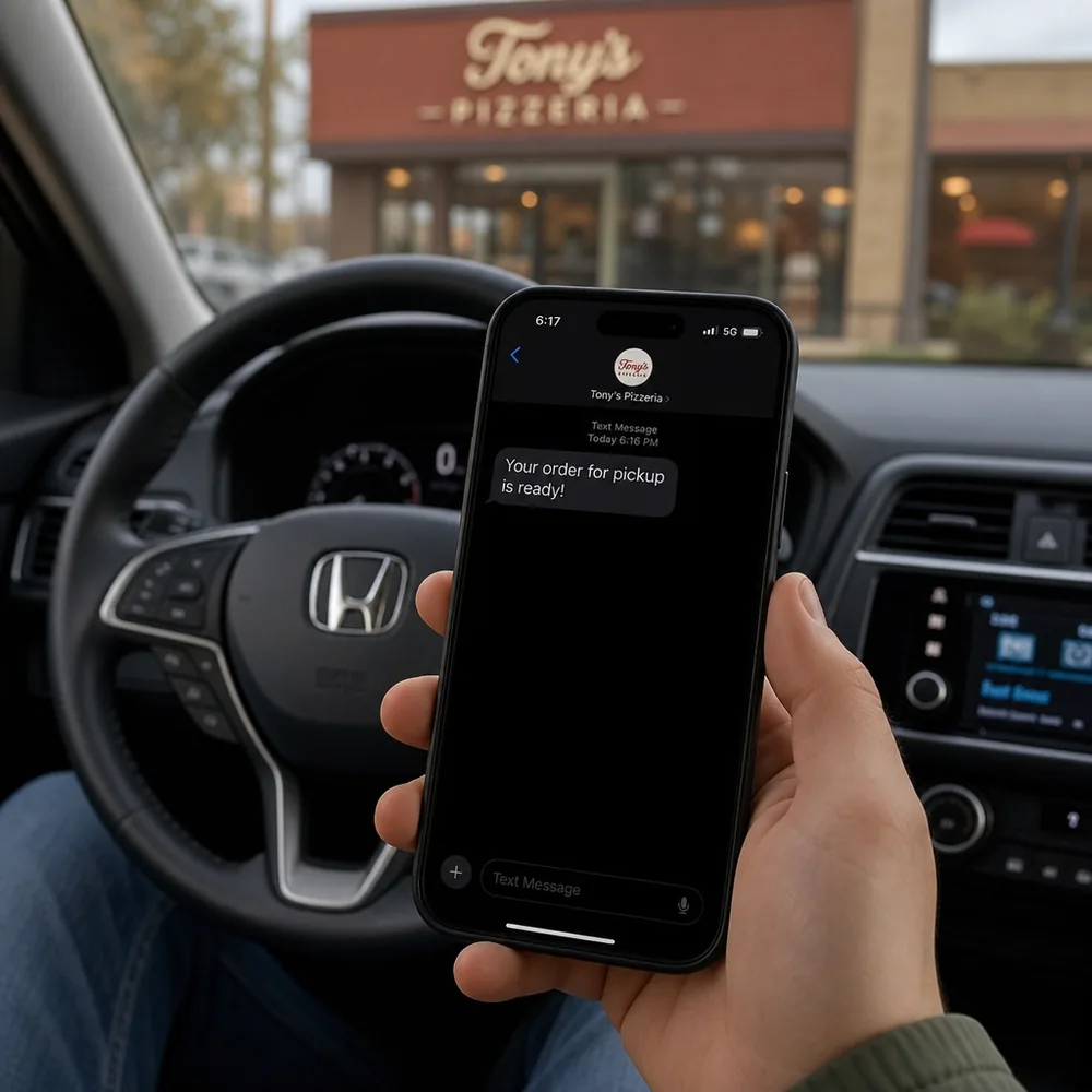 Customer receiving a curbside pickup notification