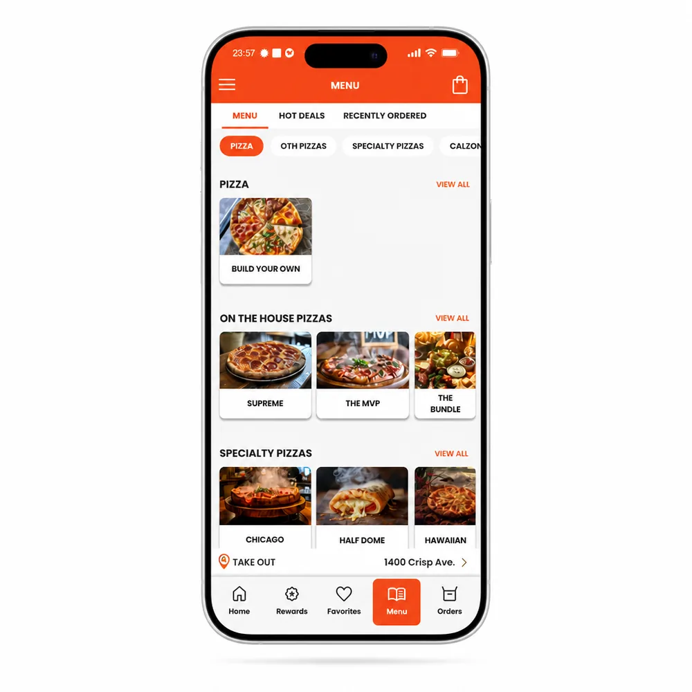 Adora-powered online ordering app on a customer's phone